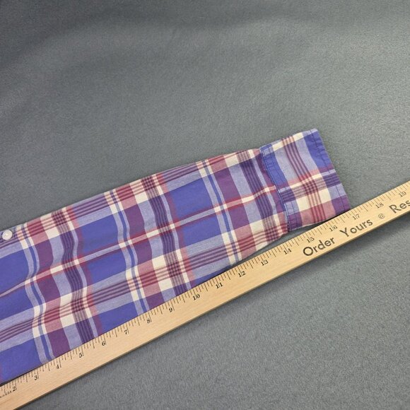 LL Bean Shirt Womens Medium Purple Pink Plaid Long Sleeve Cotton Classic Preppy - Picture 8 of 9